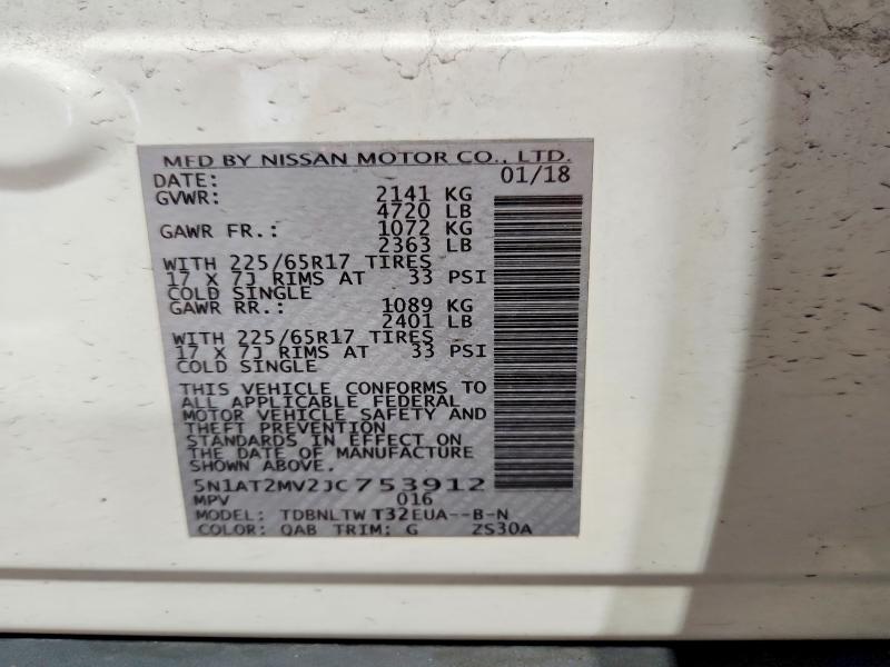 Продажа на аукционе авто 2018 Nissan Rogue, vin: 5N1AT2MV2JC753912, номер лота: 56983966