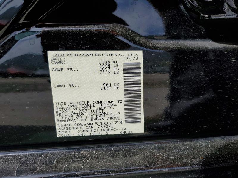 Продаж на аукціоні авто 2021 Nissan Altima, vin: 1N4BL4DW8MN310773, номер лоту: 56405426