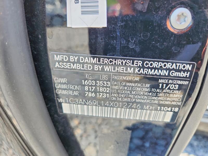 Aukcja sprzedaży 2004 Chrysler Crossfire, vin: 1C3AN69L14X012746, numer aukcji: 55619396