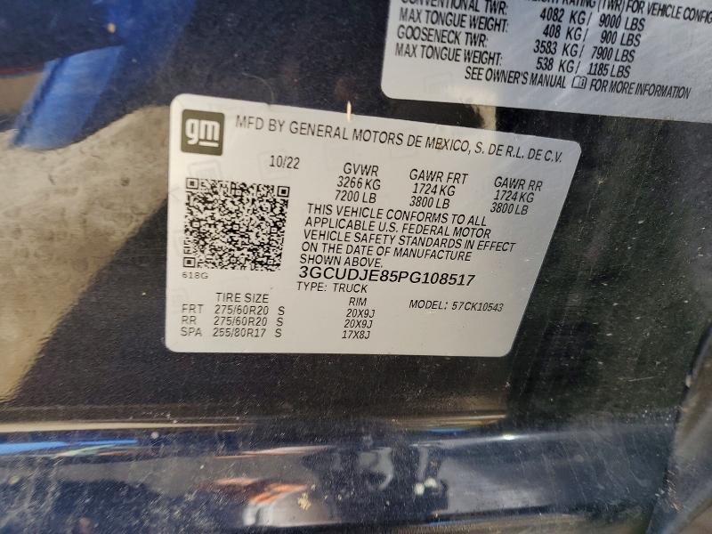 Aukcja sprzedaży 2023 Chevrolet Silverado, vin: 3GCUDJE85PG108517, numer aukcji: 55538466