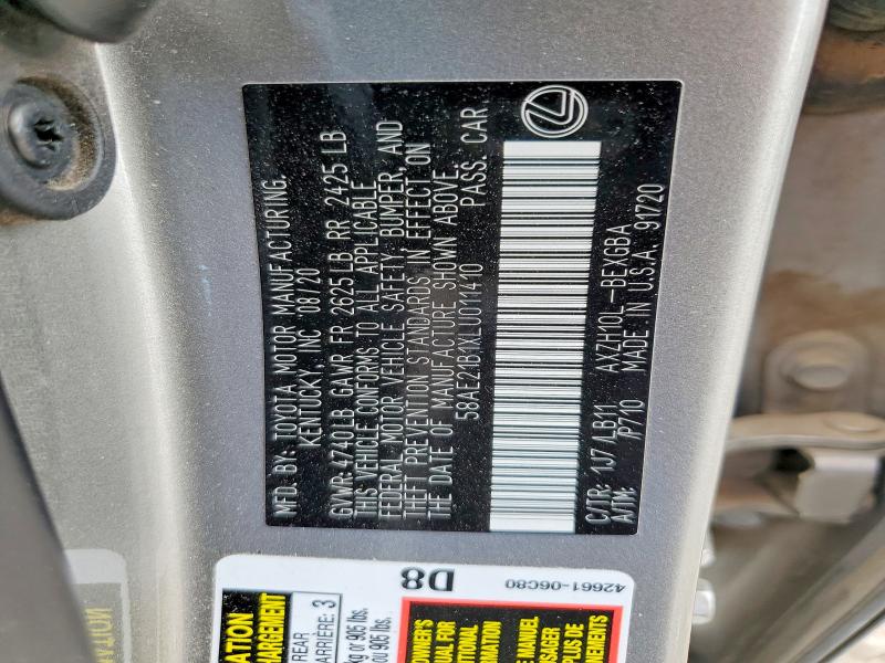 Продаж на аукціоні авто 2020 Lexus Es, vin: 58AE21B1XLU011410, номер лоту: 58842586