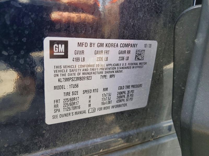 2021 Chevrolet Trailblazer მანქანა იყიდება აუქციონზე, vin: KL79MPS23MB091923, აუქციონის ნომერი: 55461556