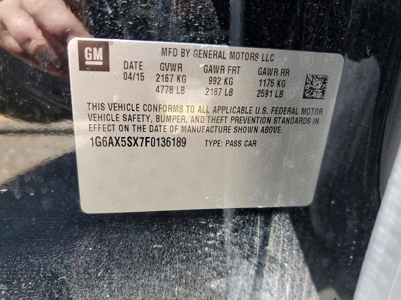 2015 Cadillac Cts მანქანა იყიდება აუქციონზე, vin: 1G6AX5SX7F0136189, აუქციონის ნომერი: 57324336