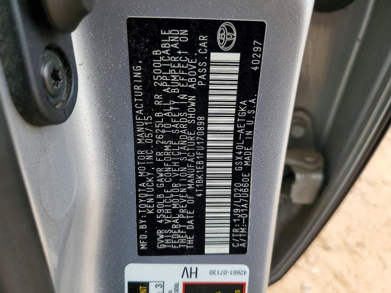 Продажа на аукционе авто 2015 Toyota Avalon, vin: 4T1BK1EB1FU170898, номер лота: 57564506