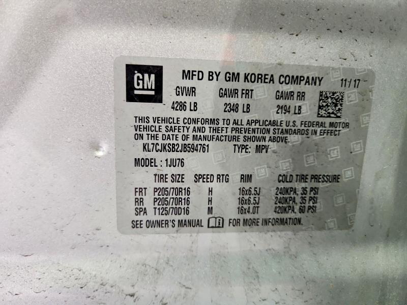 Продажа на аукционе авто 2018 Chevrolet Trax, vin: KL7CJKSB2JB594761, номер лота: 56768446