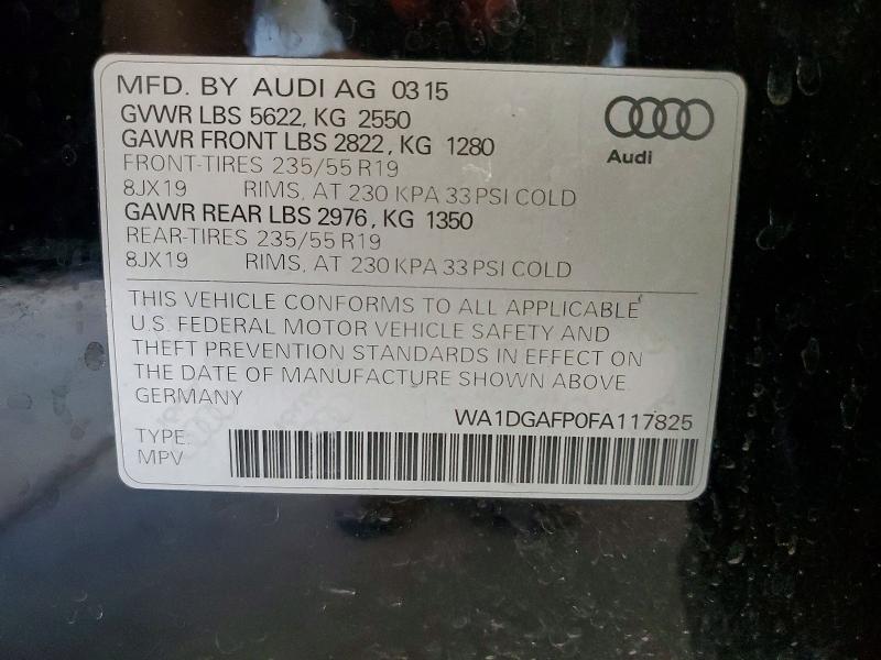 2015 Audi Q5 მანქანა იყიდება აუქციონზე, vin: WA1DGAFP0FA117825, აუქციონის ნომერი: 55398696