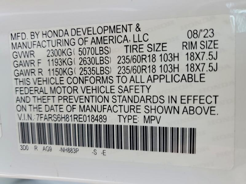 2024 Honda Cr-v მანქანა იყიდება აუქციონზე, vin: 7FARS6H81RE018489, აუქციონის ნომერი: 56365726
