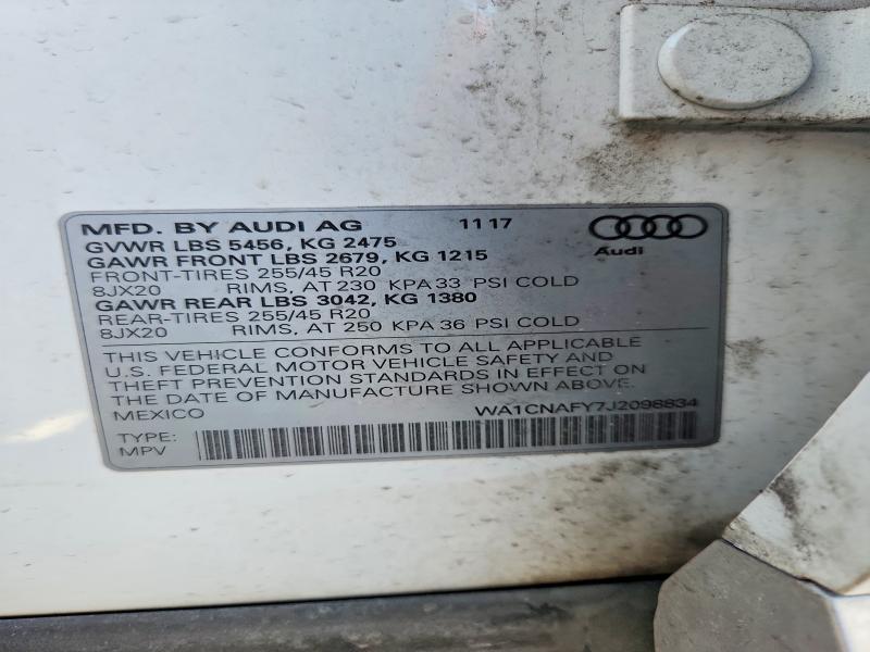 Aukcja sprzedaży 2018 Audi Q5, vin: WA1CNAFY7J2098834, numer aukcji: 56611386
