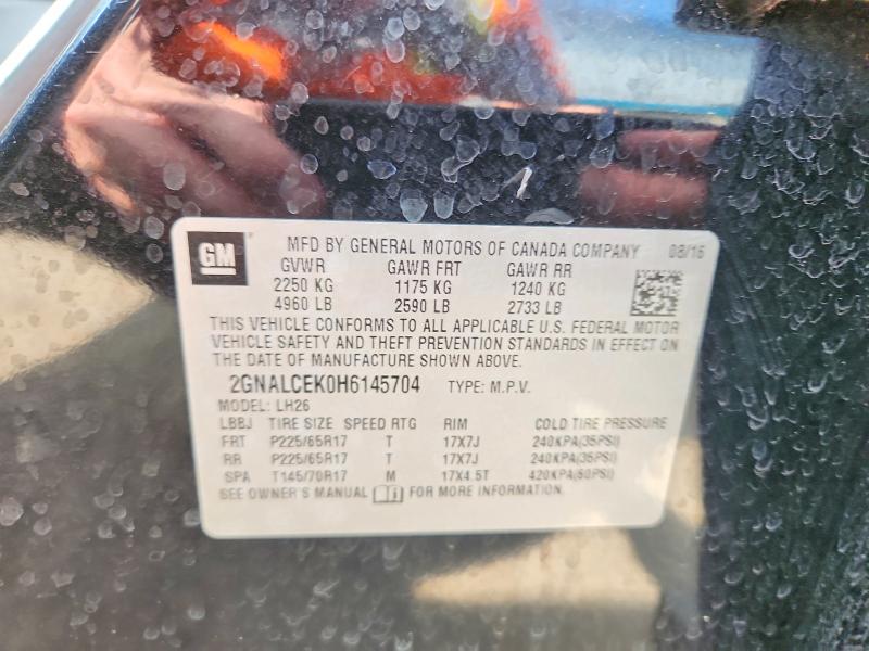 Aukcja sprzedaży 2017 Chevrolet Equinox, vin: 2GNALCEK0H6145704, numer aukcji: 56840716