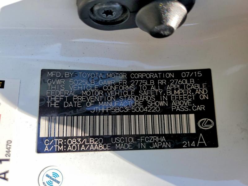 Продаж на аукціоні авто 2015 Lexus Rc F, vin: JTHHP5BC3F5004220, номер лоту: 56487286