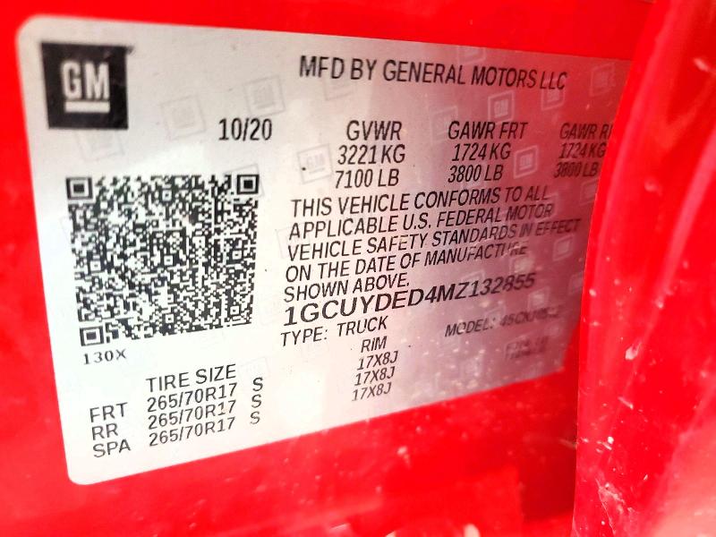 56458756 :رقم المزاد ، 1GCUYDED4MZ132855 vin ، 2021 Chevrolet Silverado مزاد بيع