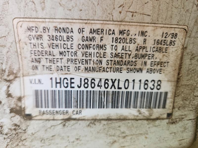 Продаж на аукціоні авто 1999 Honda Civic, vin: 1HGEJ8646XL011638, номер лоту: 58919536