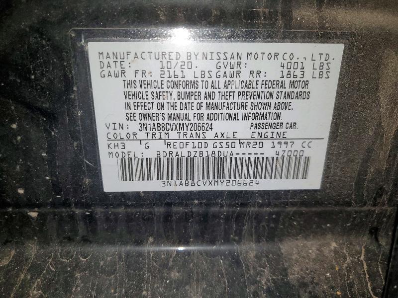 2021 Nissan Sentra მანქანა იყიდება აუქციონზე, vin: 3N1AB8CVXMY206624, აუქციონის ნომერი: 56449206