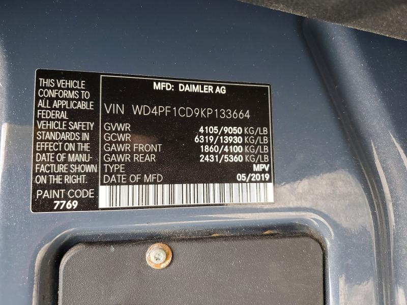 58402416 :رقم المزاد ، WD4PF1CD9KP133664 vin ، 2019 Mercedes-benz Sprinter مزاد بيع