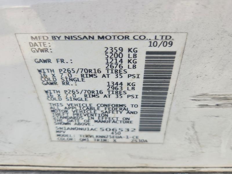 2010 Nissan Xterra მანქანა იყიდება აუქციონზე, vin: 5N1AN0NU1AC506532, აუქციონის ნომერი: 56532106