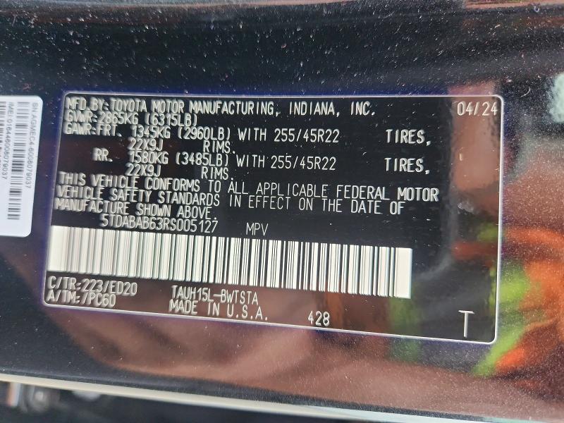 56577336 :رقم المزاد ، 5TDABAB63RS005127 vin ، 2024 Lexus Tx 500h مزاد بيع