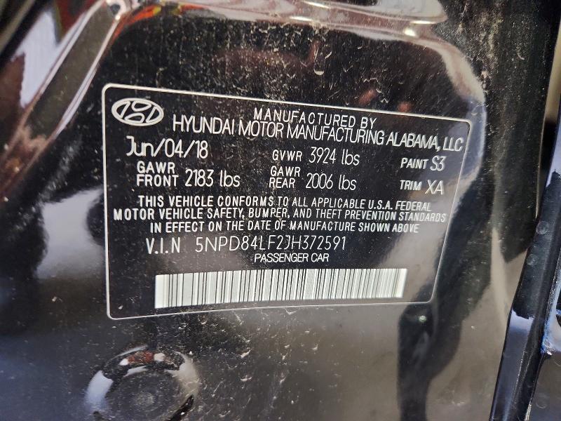 Aukcja sprzedaży 2018 Hyundai Elantra, vin: 5NPD84LF2JH372591, numer aukcji: 57007976