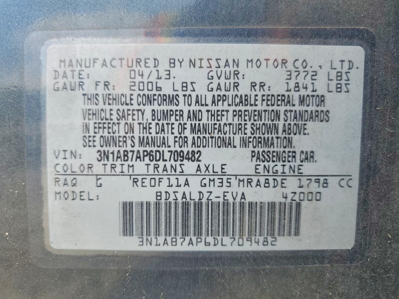55594916 :رقم المزاد ، 3N1AB7AP6DL709482 vin ، 2013 Nissan Sentra مزاد بيع