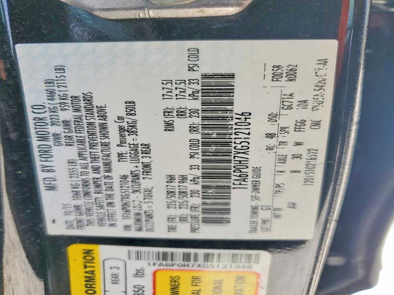 Продаж на аукціоні авто 2016 Ford Fusion, vin: 1FA6P0H7XG5121046, номер лоту: 59167876