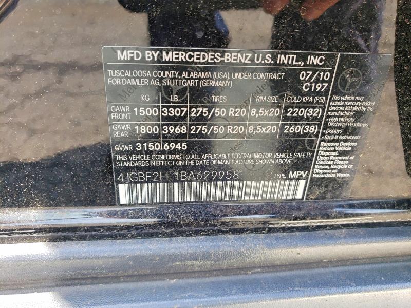 Aukcja sprzedaży 2011 Mercedes-benz Gl, vin: 4JGBF2FE1BA629958, numer aukcji: 58590766
