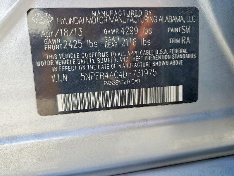 Aukcja sprzedaży 2013 Hyundai Sonata, vin: 5NPEB4AC4DH731975, numer aukcji: 57668516