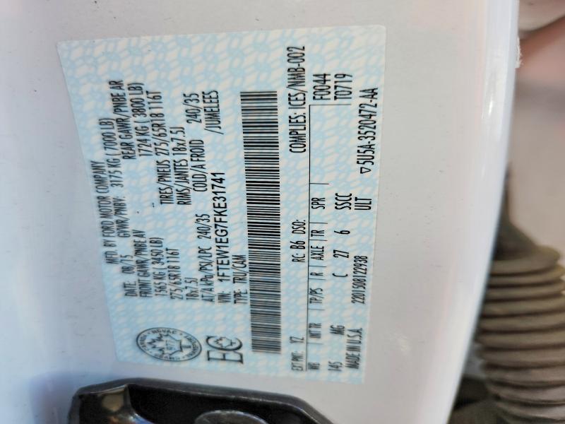 Aukcja sprzedaży 2015 Ford F150, vin: 1FTEW1EG7FKE31741, numer aukcji: 55924806