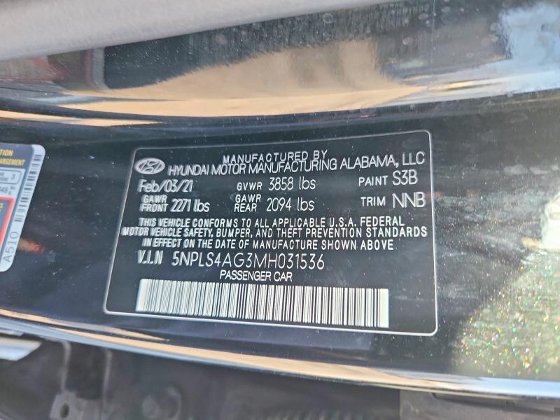 56978936 :رقم المزاد ، 5NPLS4AG3MH031536 vin ، 2021 Hyundai Elantra مزاد بيع