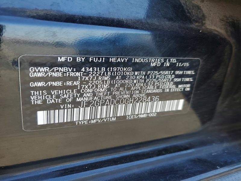 2016 Subaru Crosstrek მანქანა იყიდება აუქციონზე, vin: JF2GPADC0GH228436, აუქციონის ნომერი: 57533336