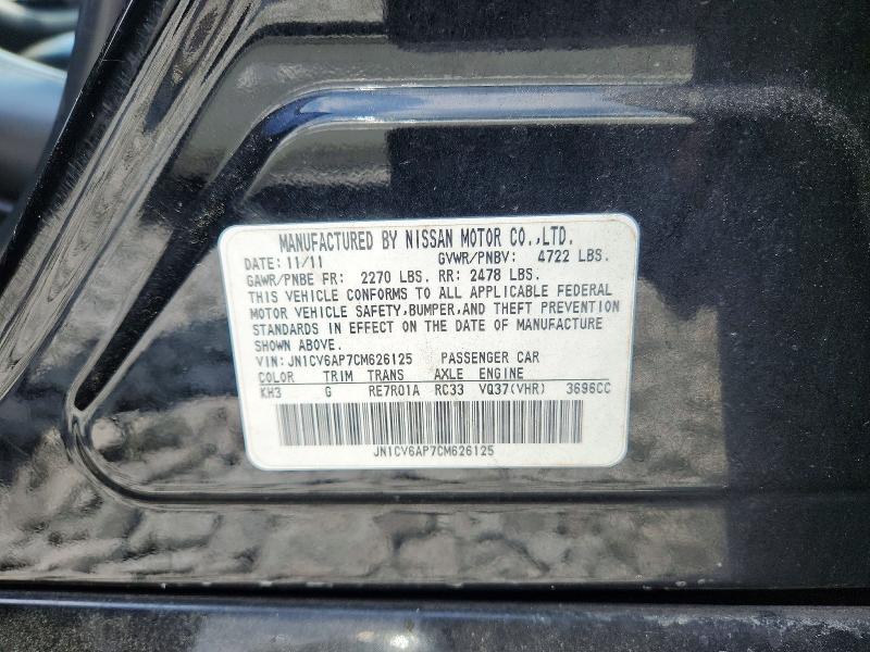 Aukcja sprzedaży 2012 Infiniti G37 Sedan, vin: JN1CV6AP7CM626125, numer aukcji: 53913076