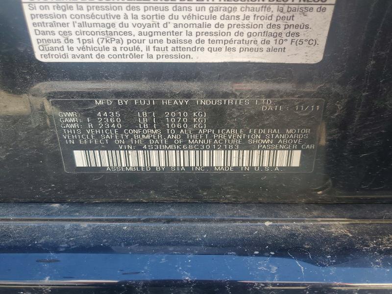56884146 :رقم المزاد ، 4S3BMBK68C3012183 vin ، 2012 Subaru Legacy مزاد بيع