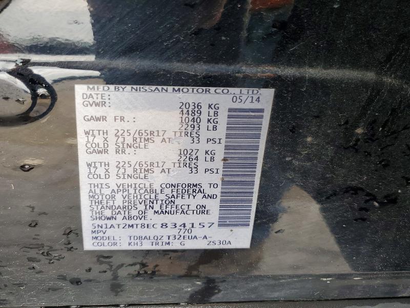Auction sale of the 2014 Nissan Rogue, vin: 5N1AT2MT8EC834157, lot number: 59173266