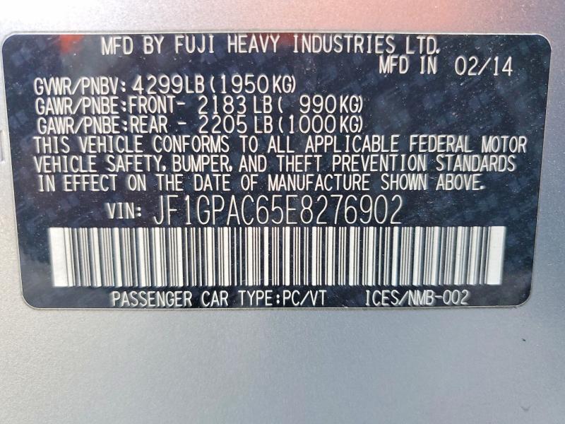 56268876 :رقم المزاد ، JF1GPAC65E8276902 vin ، 2014 Subaru Impreza مزاد بيع