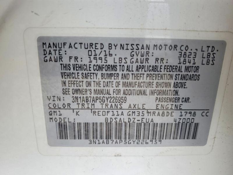 Aukcja sprzedaży 2016 Nissan Sentra, vin: 3N1AB7AP5GY226959, numer aukcji: 58515416