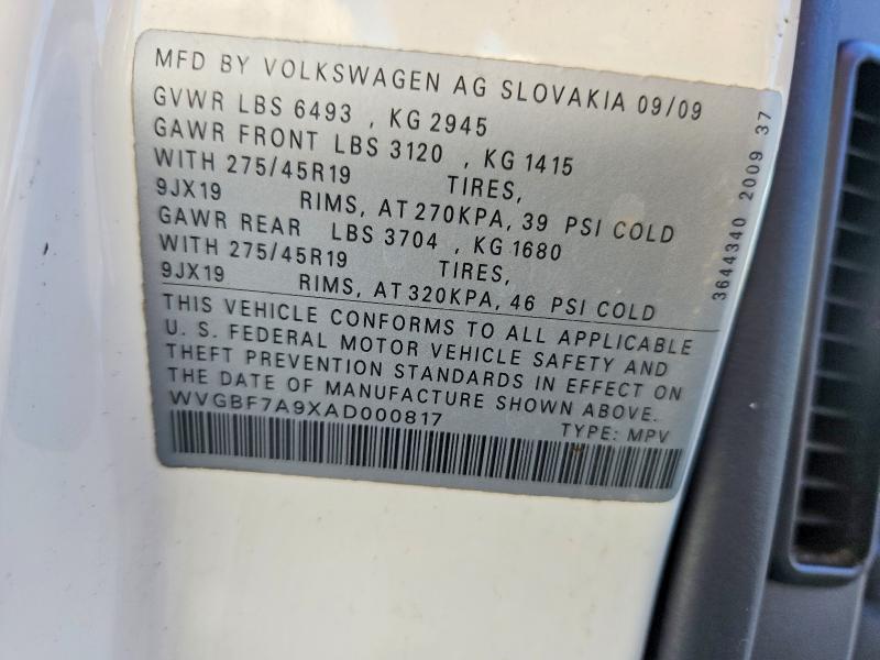 Продажа на аукционе авто 2010 Volkswagen Touareg, vin: WVGBF7A9XAD000817, номер лота: 56740846