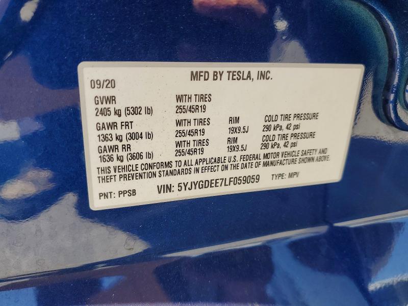 Aukcja sprzedaży 2020 Tesla Model Y, vin: 5YJYGDEE7LF059059, numer aukcji: 57627696
