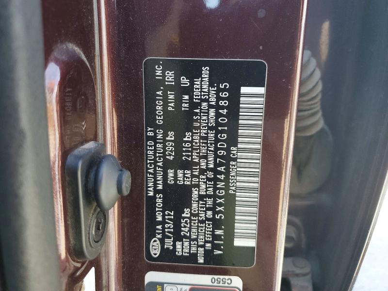 54782326 :رقم المزاد ، 5XXGN4A79DG104865 vin ، 2013 Kia Optima مزاد بيع