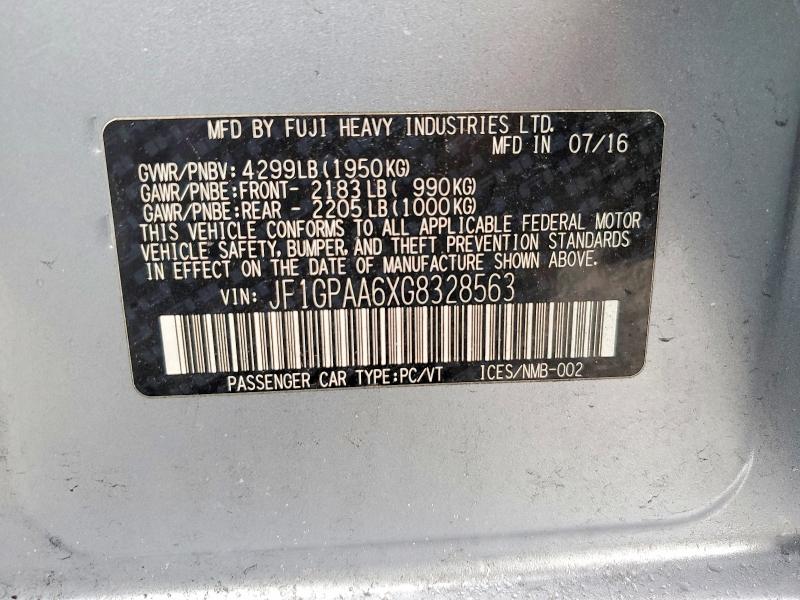 Продажа на аукционе авто 2016 Subaru Impreza, vin: JF1GPAA6XG8328563, номер лота: 56657826