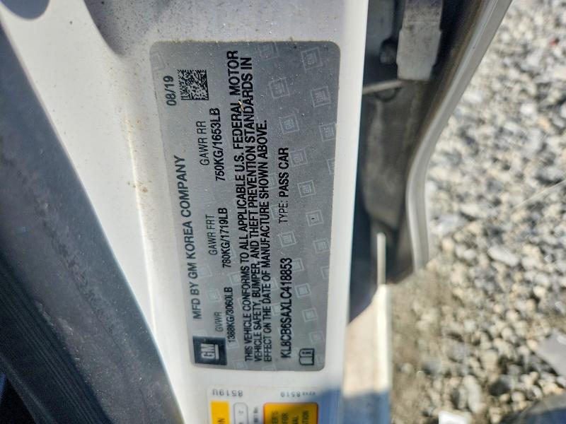 2020 Chevrolet Spark მანქანა იყიდება აუქციონზე, vin: KL8CB6SAXLC418853, აუქციონის ნომერი: 57167406