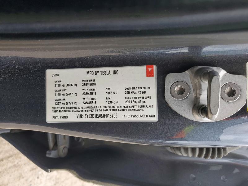 57335836 :رقم المزاد ، 5YJ3E1EA6JF018799 vin ، 2018 Tesla Model 3 مزاد بيع