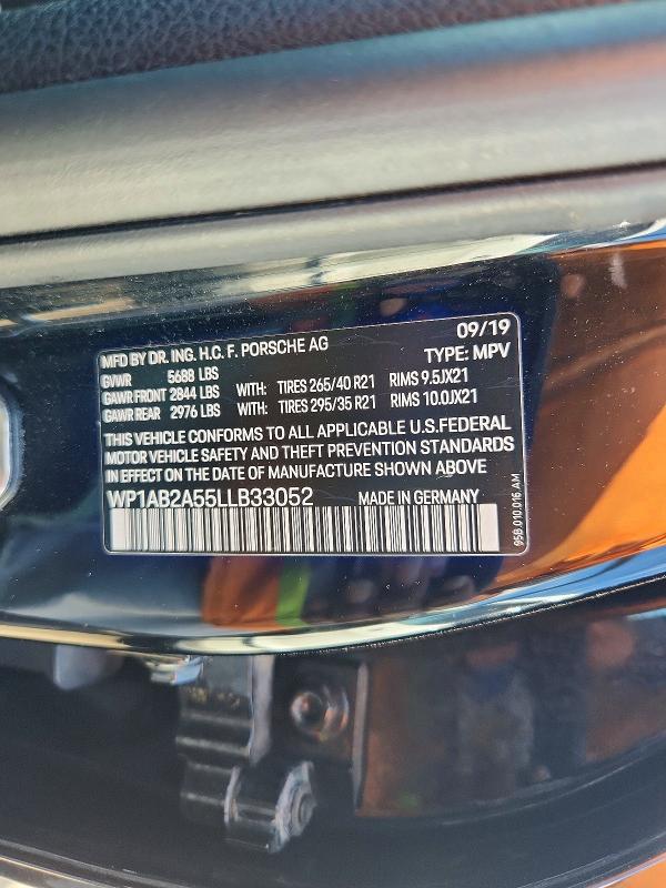 2020 Porsche Macan მანქანა იყიდება აუქციონზე, vin: WP1AB2A55LLB33052, აუქციონის ნომერი: 56559526
