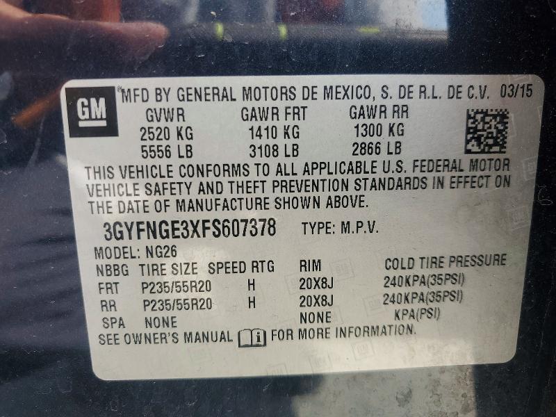 2015 Cadillac Srx მანქანა იყიდება აუქციონზე, vin: 3GYFNGE3XFS607378, აუქციონის ნომერი: 55810796