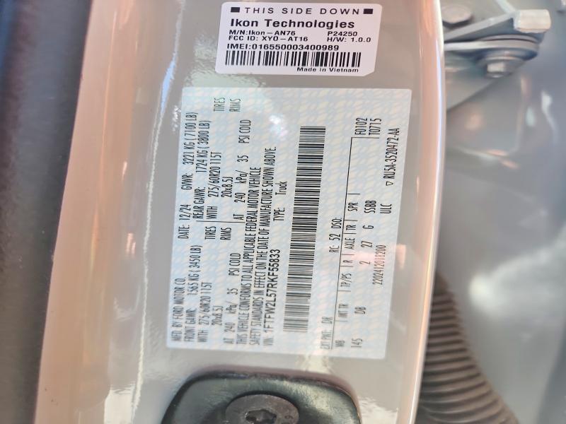 2024 Ford F150 მანქანა იყიდება აუქციონზე, vin: 1FTFW2L57RKF55833, აუქციონის ნომერი: 56047156