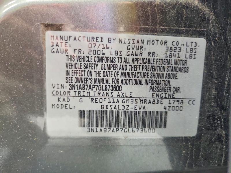 Aukcja sprzedaży 2016 Nissan Sentra, vin: 3N1AB7AP7GL673600, numer aukcji: 56410386