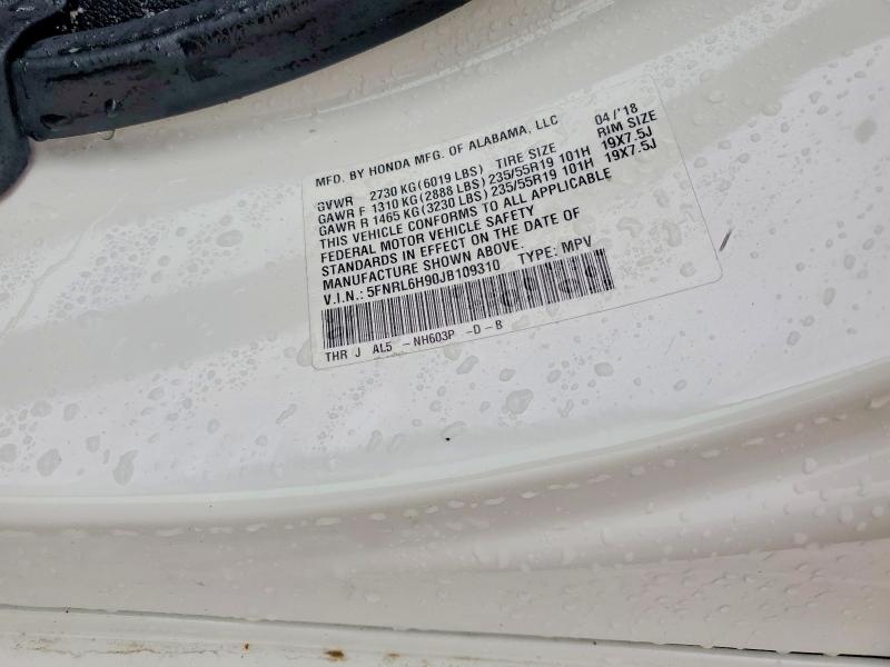 Продаж на аукціоні авто 2018 Honda Odyssey, vin: 5FNRL6H90JB109310, номер лоту: 56485316