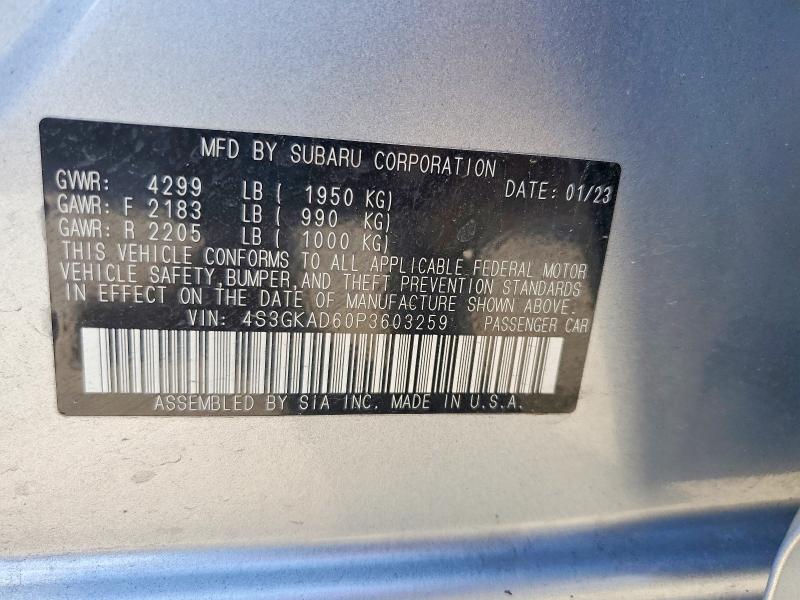 Aukcja sprzedaży 2023 Subaru Impreza, vin: 4S3GKAD60P3603259, numer aukcji: 55574276