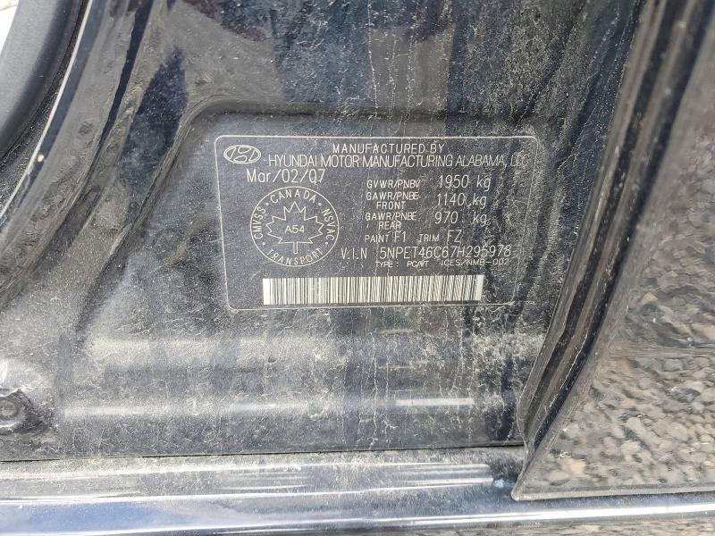 2007 Hyundai Sonata მანქანა იყიდება აუქციონზე, vin: 5NPET46C67H295978, აუქციონის ნომერი: 57199946