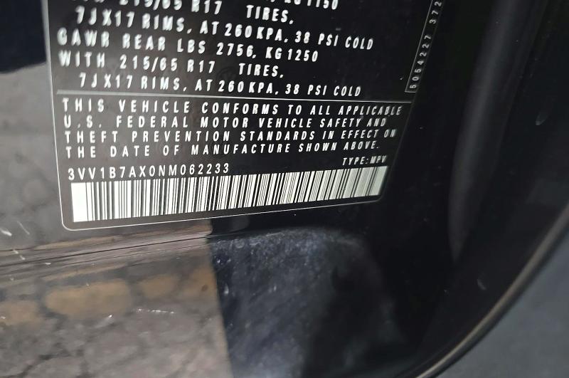Aukcja sprzedaży 2022 Volkswagen Tiguan, vin: 3VV1B7AX0NM062233, numer aukcji: 56107266