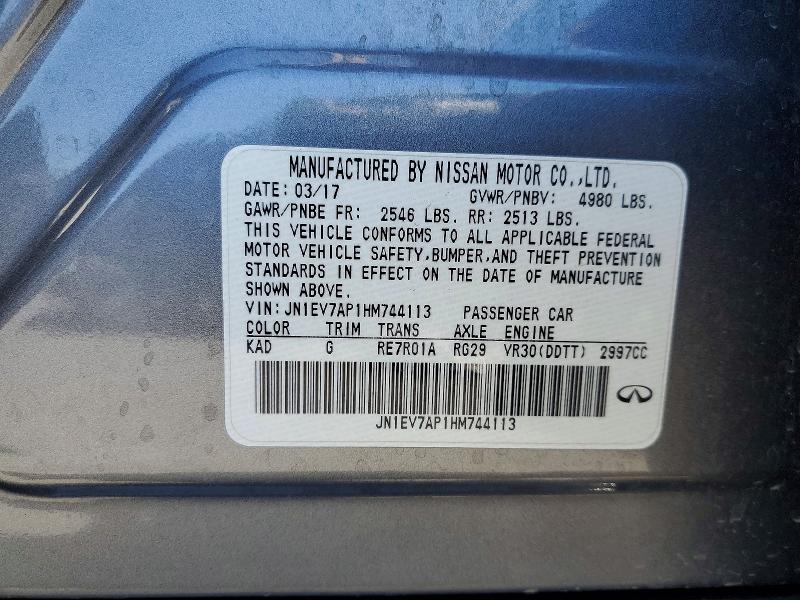 Aukcja sprzedaży 2017 Infiniti Q50, vin: JN1EV7AP1HM744113, numer aukcji: 56885876