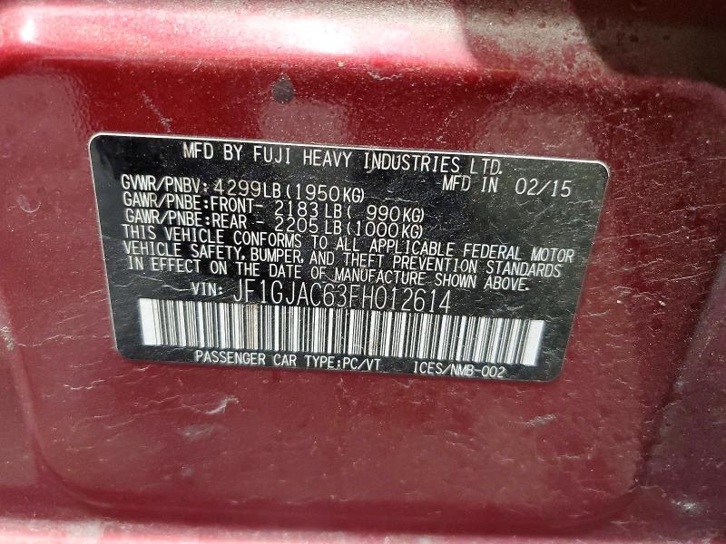 Aukcja sprzedaży 2015 Subaru Impreza, vin: JF1GJAC63FH012614, numer aukcji: 59021416