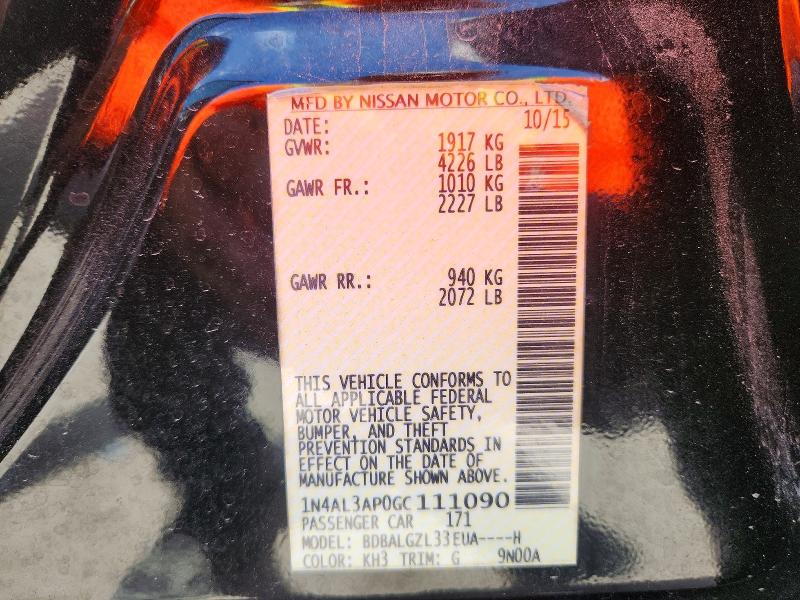 2016 Nissan Altima მანქანა იყიდება აუქციონზე, vin: 1N4AL3AP0GC111090, აუქციონის ნომერი: 55304826